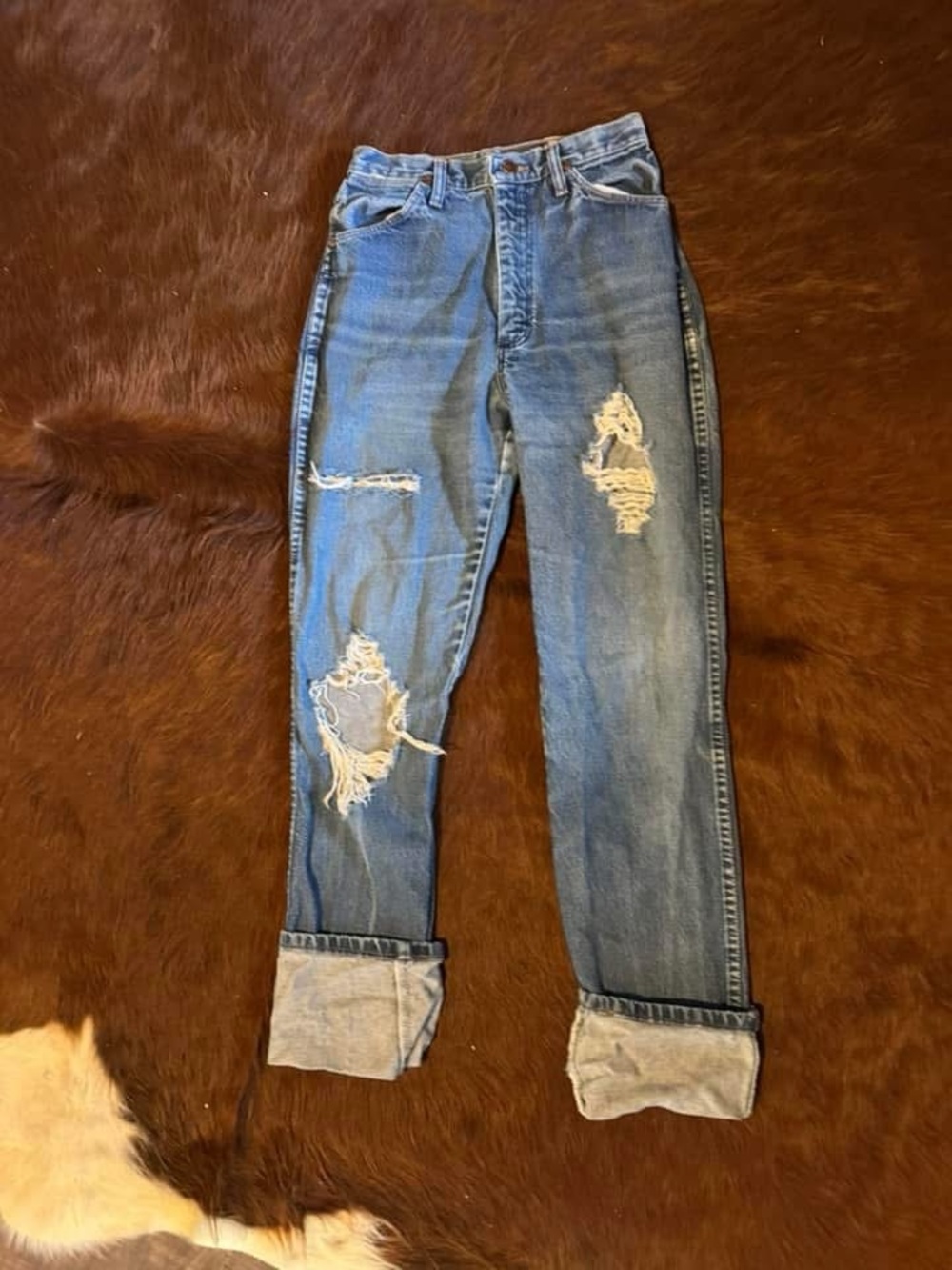 Wrangler Distressed jeans. Run small